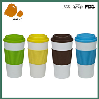 雙層咖啡杯 隔熱防燙雙層pp塑料杯 禮品定做咖啡杯 廣告杯硅膠套